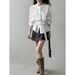 Yanshuang French Style Waist-Cinching Shirt For Women Autumn New Round Neck Belt Design Long Sleeve Top 82592_ecoleips.com