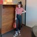 Fashionable Striped Design Korean-Style Pure Cotton Short-Sleeved Top, Summer Round-Neck Short T-Shirt, Petite Girls_ecoleips.com