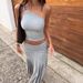 European American Ins-style Women's Clothing, Solid Color One-shoulder Sleeveless Crop Top And High-waisted Pleated_ecoleips.com