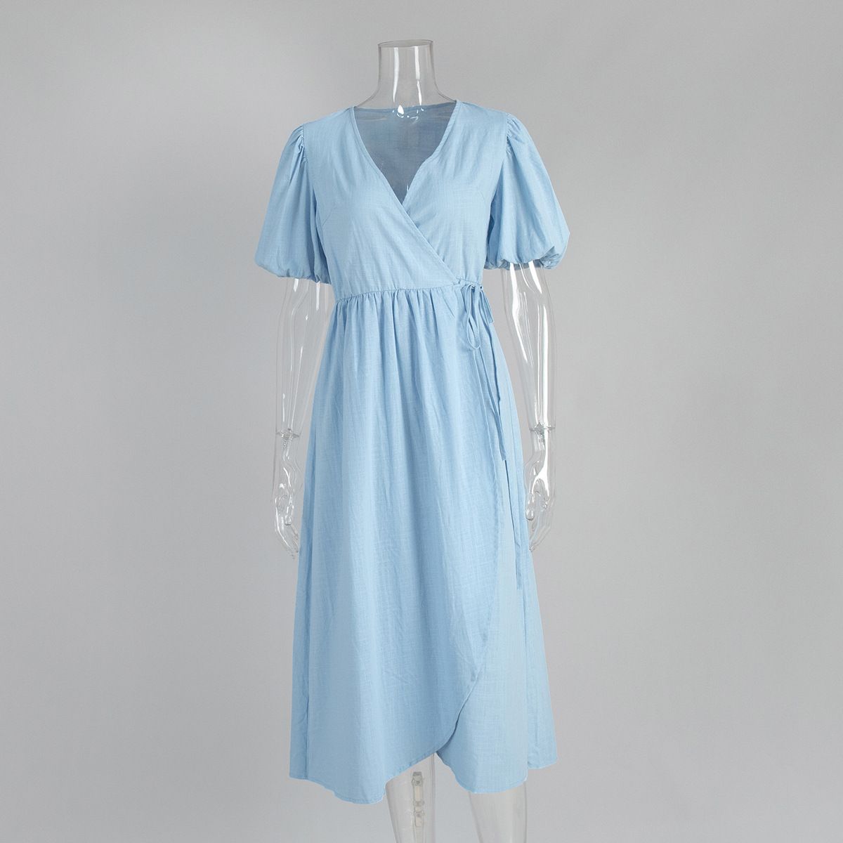 Women's Clothing Point Sleeve Long Dress Spring And Summer New Bubble Sleeve Dress Long Dress For Women_ecoleips.com