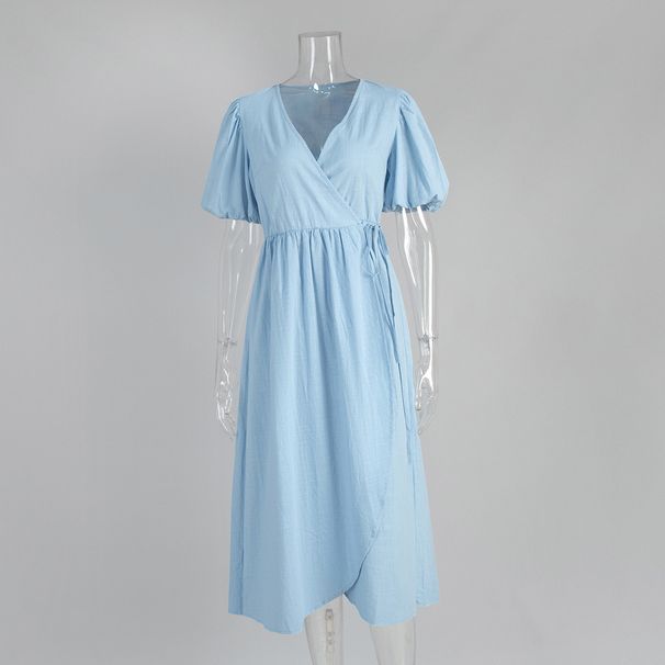 Women's Clothing Point Sleeve Long Dress Spring And Summer New Bubble Sleeve Dress Long Dress For Women_ecoleips.com