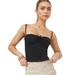 Women's Solid Color Camisole Tank Top European American Style Pleated Backless Design Elegant Stylish Short Top_ecoleips.com