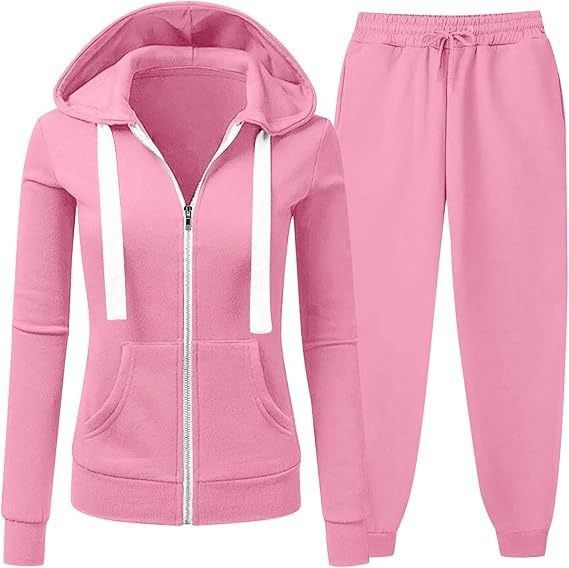 Women's Clothing Women's Solid Color Hoodie & Jogger Set – Casual Knit Sweatsuit (S-XXL, 10 Colors)_ecoleips.com