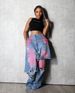 Women's Autumn/Winter Fashion Washed Distressed Denim Jeans Loose Stretch Patchwork Two Piece Trousers_ecoleips.com