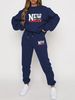 Women's Autumn/Winter Hip Hop Casual Street NEW YORK Letter Printed Round Neck Sweatshirt+Sweatpants Warm Set-623_ecoleips.com