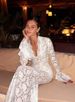 New Women's Sexy Lace Deep V Sheer Mermaid Maxi Dress For Beach & Vacation_ecoleips.com