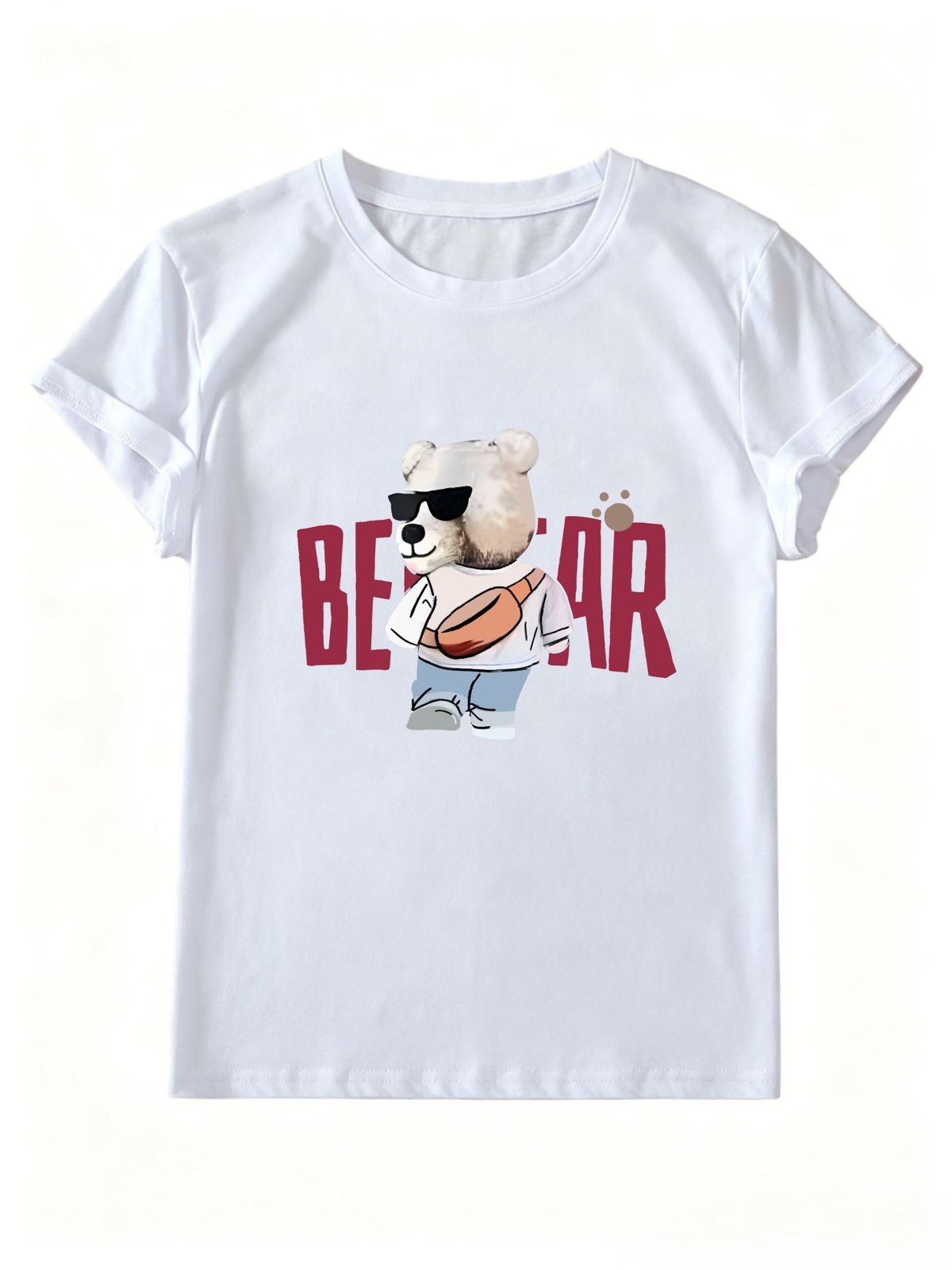 Women's Oversized T-Shirt Cool Sunglasses Bear Cartoon Letter Graphic Casual Loose Short Sleeve Streetwear Top_ecoleips.com