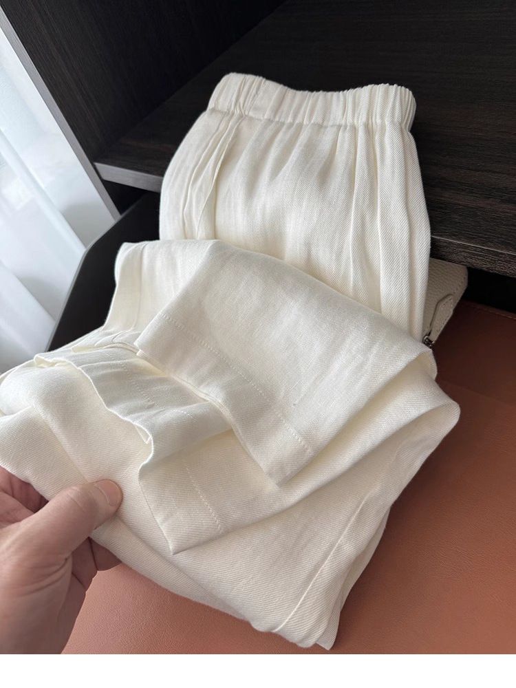 Suitable For All Seasons Tencel Linen Wide-Leg For Women, Summer Thin Style 2024 New High-Waist Draped Casual Sun-Protective_ecoleips.com