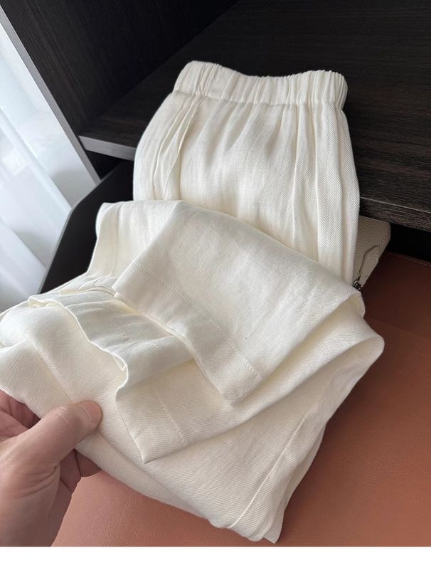 Suitable For All Seasons Tencel Linen Wide-Leg For Women, Summer Thin Style 2024 New High-Waist Draped Casual Sun-Protective_ecoleips.com