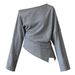 Asymmetrical Off-Shoulder Sweatshirt With Draped Detail & Side Slit - Women's Fashion Cropped Top In Black, Grey, White (Sizes M/L)_ecoleips.com