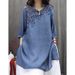 Spring/Summer Retro Embroidery T-Shirt With A Loose Fit That Flatters The Figure; An Artistic, Casual Mid-Length Top In_ecoleips.com