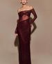 Elegant Rhinestone Off-Shoulder Long Sleeve Dress - Hollow Out Waist Tailored Mermaid Evening Gown_ecoleips.com