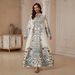 plus Size Women's Fashion Robe Dress SW2608 Long Sleeved Printed with Rhinestones New Style Muslim Clothing_ecoleips.com