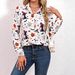 Spring Autumn Women's New Animal And Plant Print Shirt, Lightweight, Comfortable, Breathable, Casual Long-sleeve Shirt_ecoleips.com