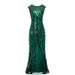 Women's Clothing Sequined Fishtail Hem Long Slim Dress For Evening Party, Annual Meeting, High End Banquet Cocktail Dress_ecoleips.com