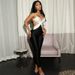 Women's Clothing Color Blocking High Waist Tight Jumpsuit Sexy Cross Back Design Autumn New Fashion_ecoleips.com