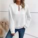 Autumn Women's Solid Color Deep V-Neck Collar Long-Sleeve Casual Hoodie_ecoleips.com