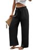 Women's High-Waisted Wide Leg Pants Casual Loose Fit Beach Vacation Trousers with Drawstring And Pockets_ecoleips.com
