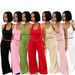 Women's Summer Halter Neck Two-Piece Set High-Waisted Wide-Leg Pants Outfit with Pockets_ecoleips.com