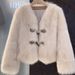 Cold Department High-end Environmentally Friendly Fur Top Women's Winter New Horn Buckle Short Coat_ecoleips.com