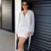 New Spring/Summer European And American Women's Fashion Polka Dot Print Sexy Deep V Backless Mesh Patchwork Bodycon_ecoleips.com