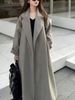 Long Loose Double-sided Woolen Coat With Lace-up Woolen Jacket_ecoleips.com
