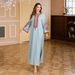 Luxury Embroidered Abaya Dress – Premium Dubai Turkish Style Long Robe With Rope Stitching – Modest Evening Gown For Women (Light Blue, M-XXL)_ecoleips.com