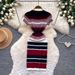Women's Clothing Style Color Block Striped Knit Dress For Women Slim Fit Short Sleeve Elegant A-Line Skirt Summer Commuting Dress_ecoleips.com