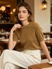 French Light Luxury Mustard Yellow Crew Neck Short Sleeve Knit Top_ecoleips.com