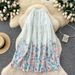 Women's Pastoral Style Floral Print A-Line Midi Skirt High Waisted Summer Unique Patchwork Design Versatile_ecoleips.com