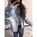 Washed Vintage Short Design New American Style Denim For Women, Spring And Autumn Blue Cat-ear Jacket Top 2026_ecoleips.com