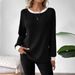 Women's Clothing Long Sleeved Ribbed Knit Sweater Solid Color Fall Winter New_ecoleips.com