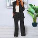 Women's Clothing Stylish Solid Color Slim Blazer Jacket Pants Suit Set - Office Elegance & Casual Chic (Khaki, Grey, Blue, Beige, Pink, Black, Navy)_ecoleips.com