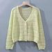K Gentle And Sweet Short V-neck Hollowed Out Knitted Cardigan For Women, Loose And Stylish Thin Design, Draped Over A Shawl, Sun Protection Jacket_ecoleips.com