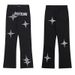 Women's Clothing Black High Waist Slim Workwear Jeans For Women Spring Retro Print Star Trousers Loose Wide Leg Pants_ecoleips.com