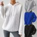 Women's Clothing Hooded Solid Color Three Dimensional Pattern Loose Casual Knit Sweater With Hood Drawstring Sweater_ecoleips.com