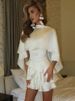 Shawl Sleeve Ruffle Sexy Mini Dress Women Robe Fashion Solid Lace-up Backless Club Party Dress Female Elegant Dresses Top 9MM9_ecoleips.com