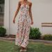 2024 Summer V-Neck Printed Sleeveless Tie Large Hem Long Strap Floral Dress Versatile_ecoleips.com