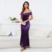 Women's Clothing Evening Dress One Shoulder Strapless Cross Knot Wrapped Chest Fishtail Skirt_ecoleips.com