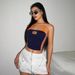 Women's Slim Fit Crop Top European American Export Summer Style Letter Embroidered Patchwork Halter Neck Fashion Hot Girl Top_ecoleips.com