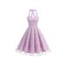 Elegant Fashionable Sleeveless Halter Dress Mesh Embroidery Gown Skirt for Europe America Cross Border E Commerce_ecoleips.com