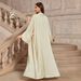 Women's Clothing Robe Muslim Fashion Lace-up Elegant Cardigan Long Dress Split Sleeve Design Monochrome_ecoleips.com