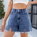 Women's High Waist Distressed Denim Shorts - Side Slit Stretch Hot Pants With Vintage Wash Casual Summer Jean Shorts For Women_ecoleips.com