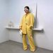 Women's Clothing Autumn And Winter Fashion Women's Lapel Long Sleeved Shirt Elastic Waist Stitching Trousers Striped Suit_ecoleips.com
