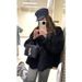 Women's Clothing Women's Casual Eco-Friendly Sherpa Jacket Winter Short Coat Loose Thick Faux Fur Outerwear Youthful Top (Khaki, Black)_ecoleips.com