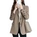 Women's Oversized Khaki Blazer – Korean-Inspired Relaxed Suit Jacket With Notch Lapel & Button Detail (S-XXL, Beige/Black)_ecoleips.com