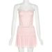 Sexy Solid Color Wrap Top Vest High Waist Bodycon Short Skirt Set Women's Fashion Trendy Outfit For Party And Nightclub_ecoleips.com