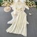 Elegant Tie-Waist Sun Protection Blouse & High-Waist Skirt Set – Soft Pink/Black/Mint/Navy/Brick/Beige (One Size)_ecoleips.com