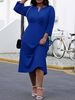 Women's Plus Size Casual Dress, Plus Size Solid Color Fashionable Casual Elegant Small V-Neck Design Dress_ecoleips.com