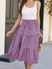 Versatile, Slimming Floral Dress; European-Style Bohemian A-Line Skirt; Flowing, Swinging Layered Tiered Skirt_ecoleips.com